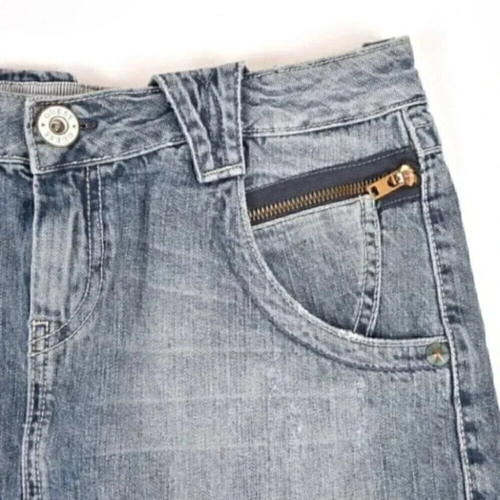 Vintage Guess Denim Jean Mini Skirt Cargo Flap Pockets Size 30 - Picture 6 of 10